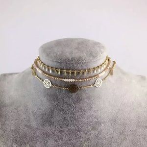 Set of 3 Bohemian Beaded Tribal Gold-Tone Chokers